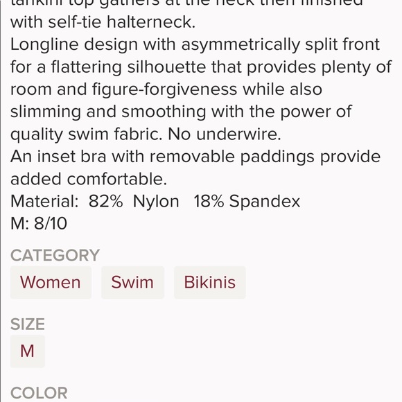 Blue/White Slimming Boho Tankini Sz M (look 10 lb lighter) - Picture 8 of 8